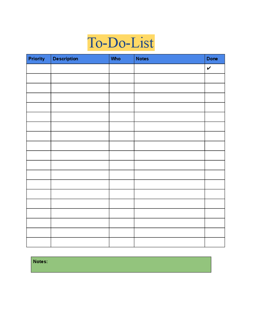 Pritnable To Do List Checklist Template