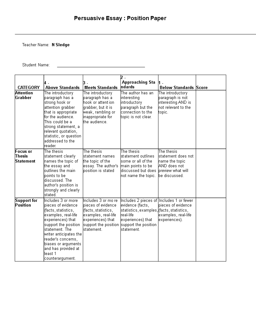 Persuasive Essay Template 