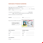 Temporary Guardianship Form example document template