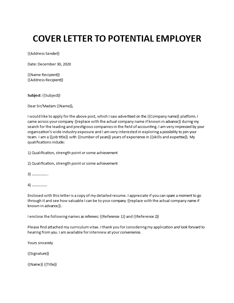 prospective job cover letter