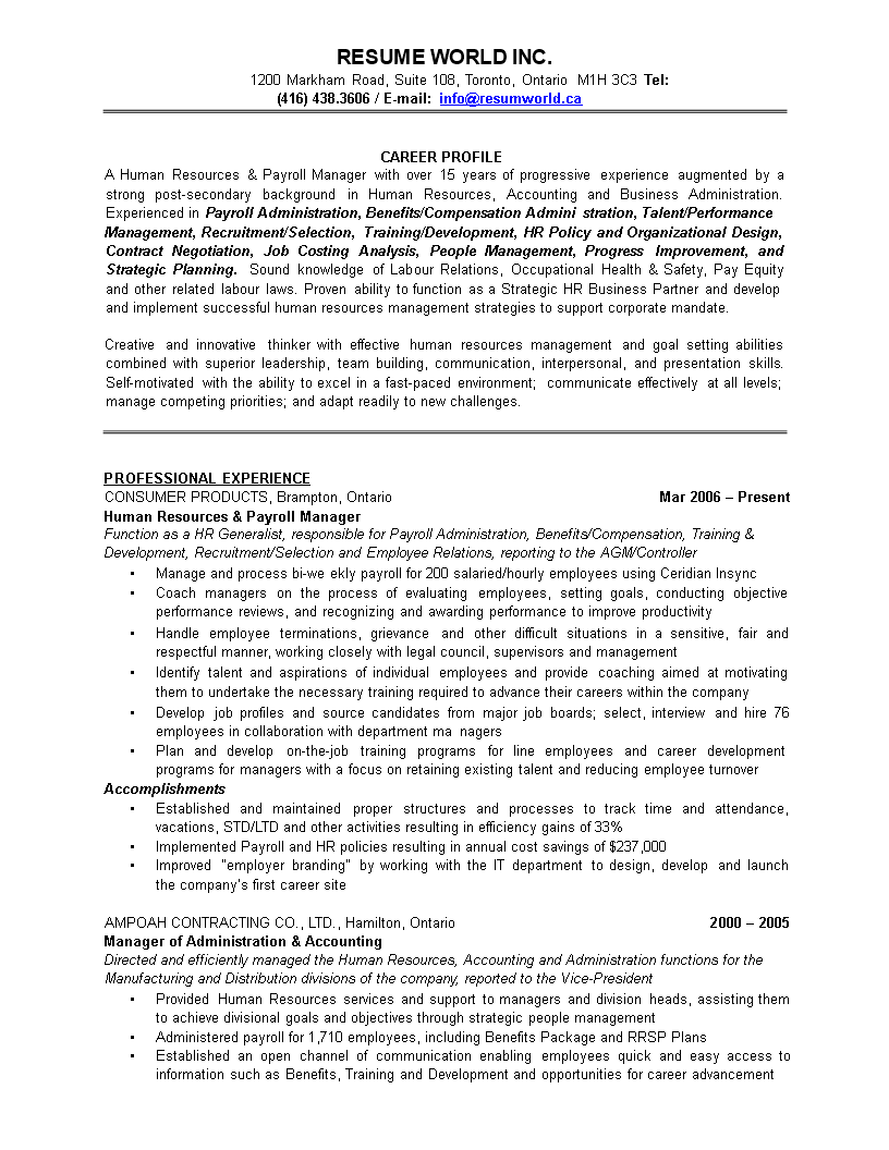 Fresher HR Recruiter Resume Template - Manage Payroll, Employees, and ...