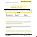 Employee Warning Notice | Signature Required | Addressing Employee Violations example document template