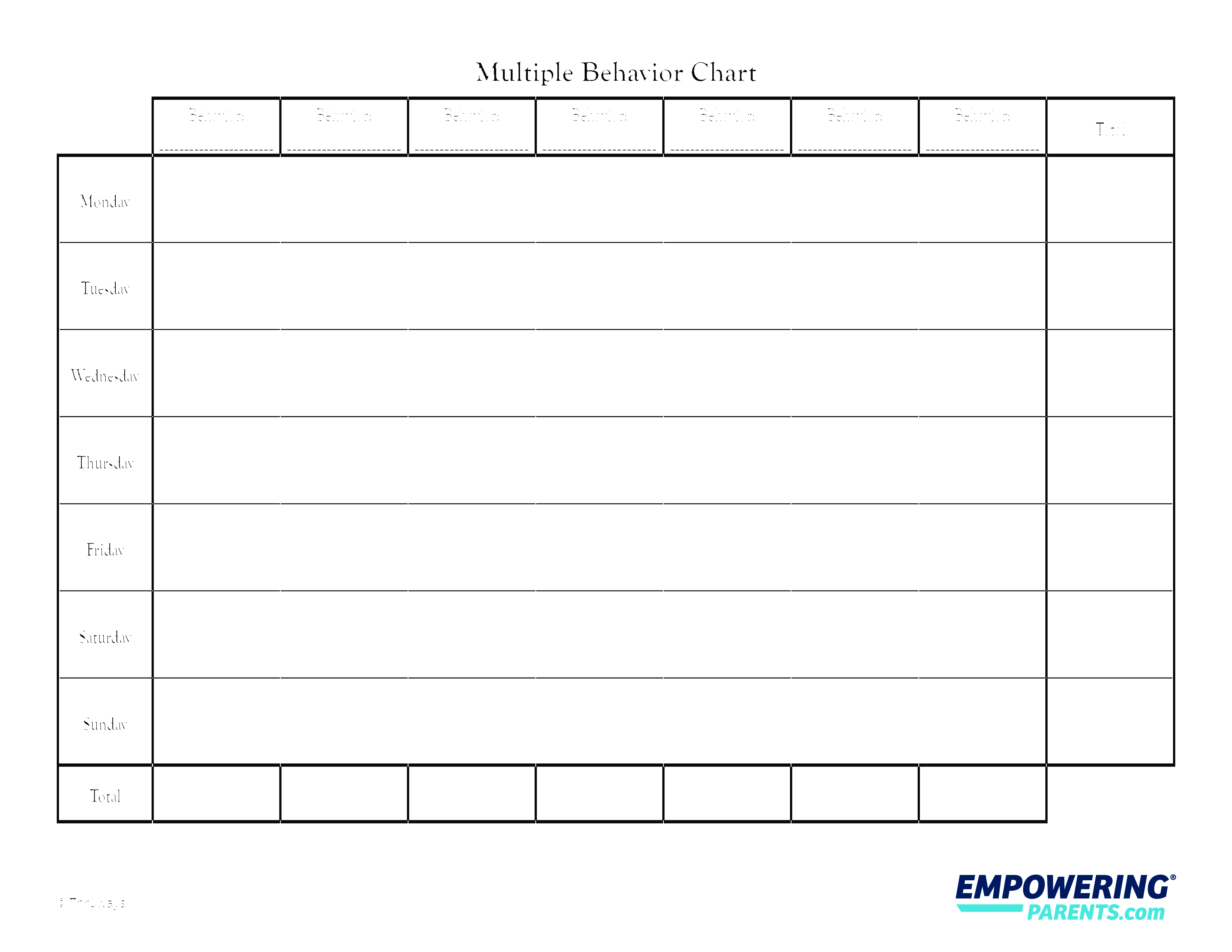 Free Daily Behavior Chart Template