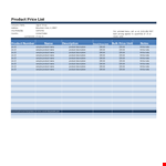 Create a Professional Price List with Product Samples and Descriptions | Free Download example document template 