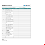 Professional Price List Template - Streamline Your Company's Services example document template