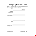 Health Department Employee Emergency Notification Form example document template 