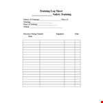 Safety Training Log Sheet example document template