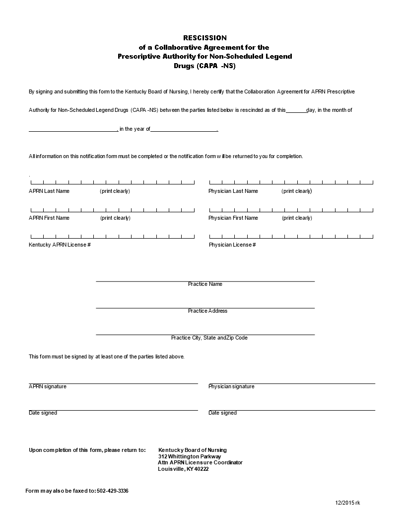 Rescission Agreement Template - Free Download