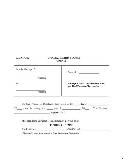 Generate Divorce Papers Template for Divorcing Couples Seeking Child ...