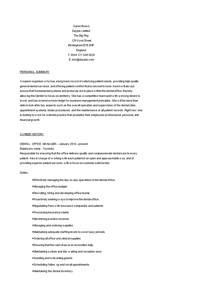 dental-office-manager-resume