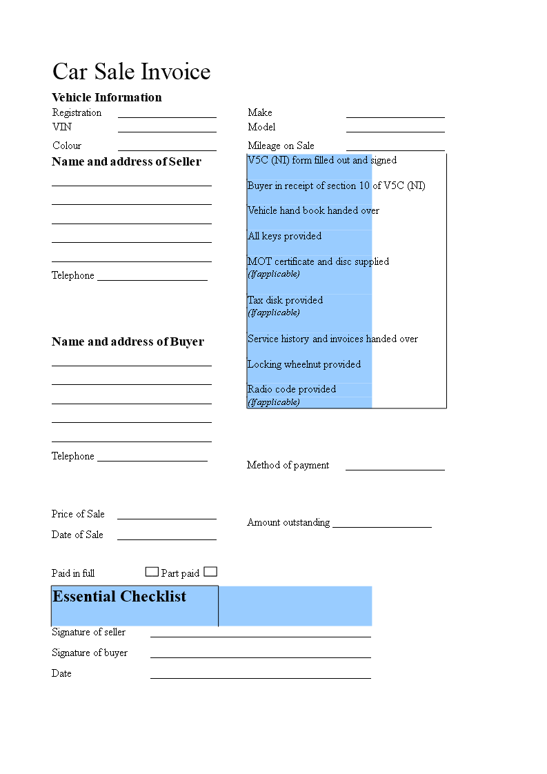 Car Sale Invoice Template - Easily Track, Bill and Sell Vehicles to ...