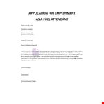 Application for Employment as a Fuel Attendant example document template