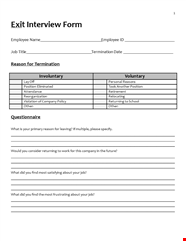 Effective Termination Employee Exit Interview Template