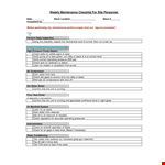 Weekly Maintenance Checklist Template example document template