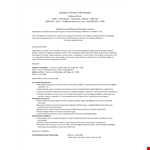 Sample Teacher Job Resume example document template 