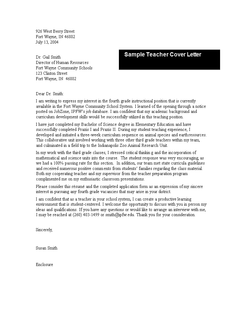 Experience Letter Template For Teacher - Smith | Grade Completed - Wayne