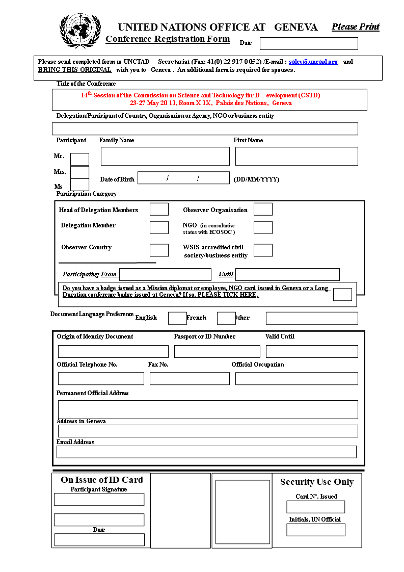 Printable Conference Registration Form Template Word