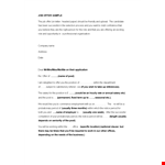 Job Offer Sample Letter Template example document template