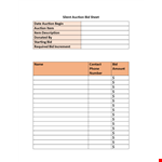 Silent Auction Bid Sheet - Track Your Bids Easily example document template