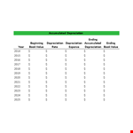 Accumulated Depreciation Schedule Template example document template