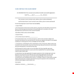 Subcontractor Agreement | Payment Terms & Contracts example document template 