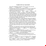 Commercial Lease Agreement Template - Landlord, Tenant, Premises | Free Download example document template
