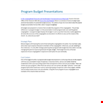 Program Budget Presentation Template example document template