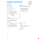 Travel Packing List Template - Essential Items for Your Journey example document template