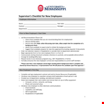 Supervisor's New Employee Checklist Template example document template