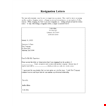 Sample Formal Resignation Letter - Provide Notice and Resign from Your Position example document template 