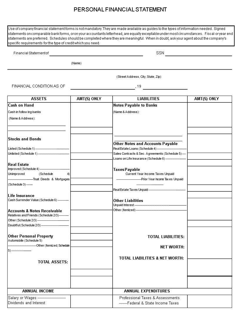 Calculate Your Net Worth with Our Personal Financial Statement Template