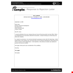 Rejection Response Letter example document template