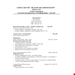 Healthcare Administration Resume Example in Texas | Hospital example document template