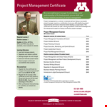 Project Management Training Certificate example document template