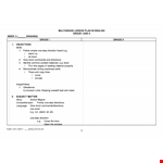 Multigrade Teaching Lesson Plan Template | Comprehensive & Easy-to-Use example document template