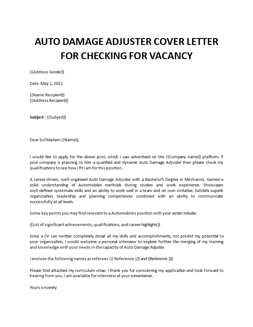gap in cover letter car insurance template