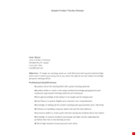 Fresher Teacher Job Resume example document template 