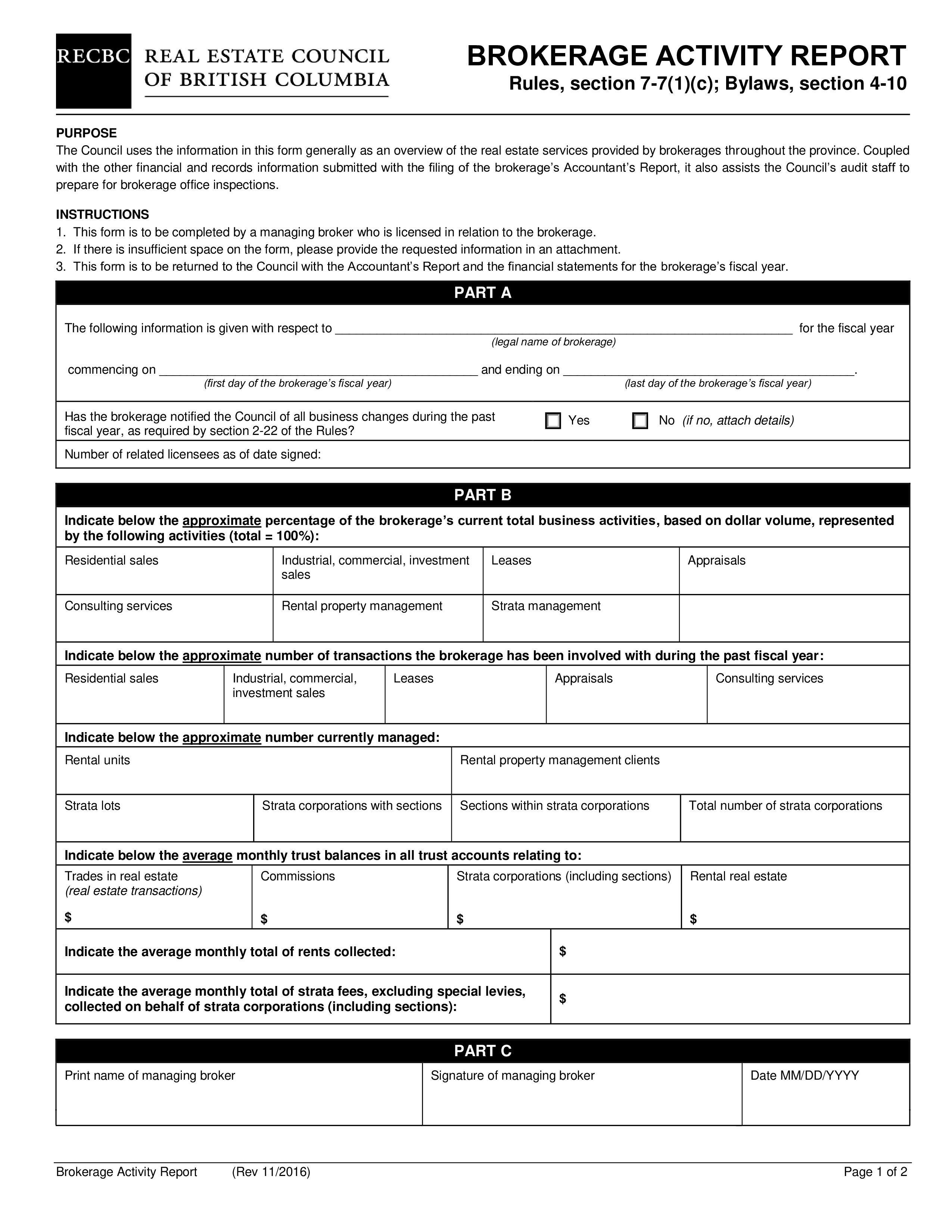 Formal Brokerage Activity