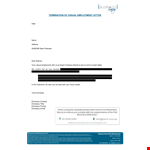 Termination Letter For Casual Employee example document template