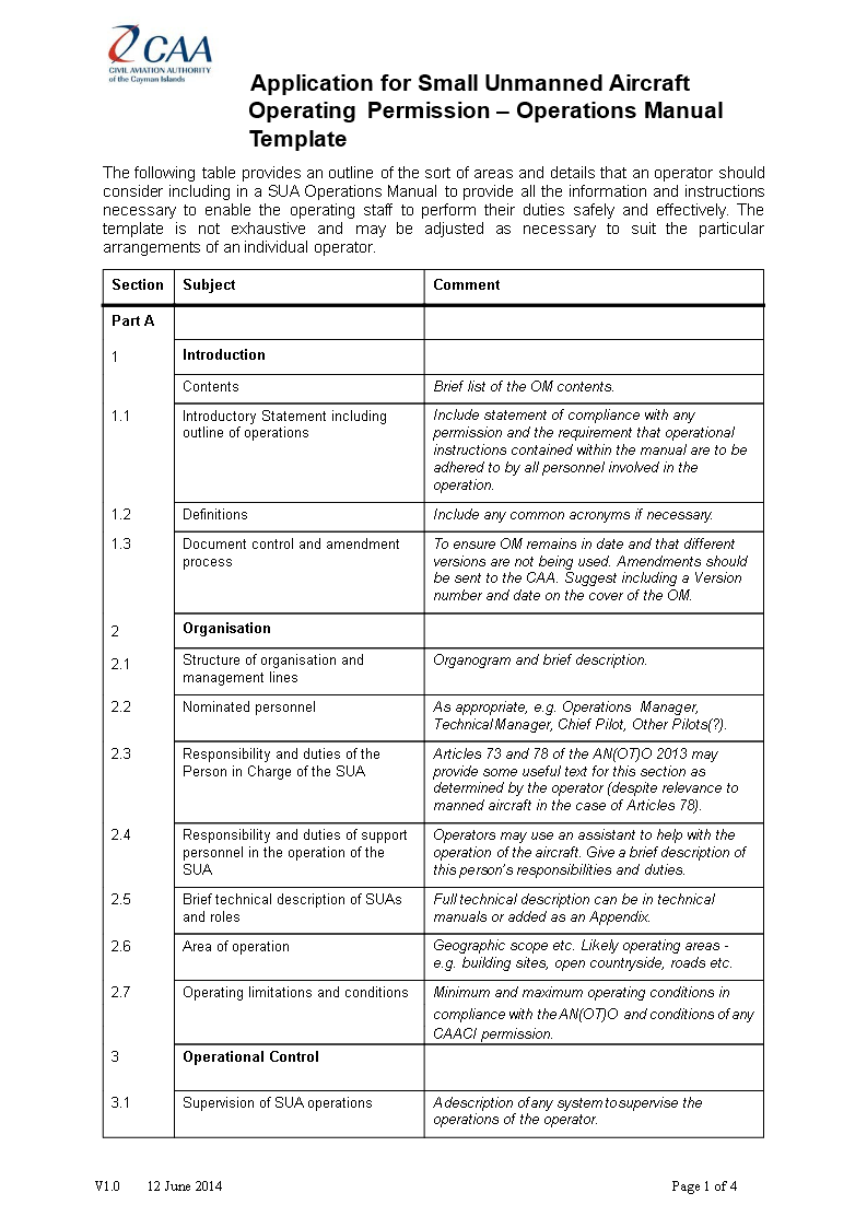 Instruction Manual Template - Operations, Flight, Should, Operating