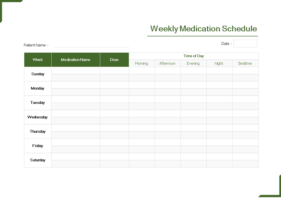 Organize Your Weekly Medication Schedule: Patient-Friendly Template