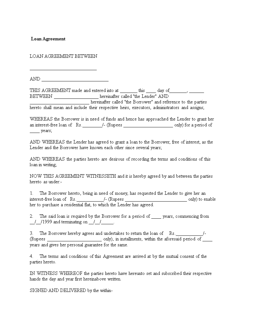 Loan Agreement Template - Create a Binding Agreement between Borrower ...