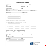 Residential Lease Application Form - Credit & Applicant Information | Application example document template