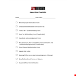 Complete New Hire Checklist for Onboarding example document template