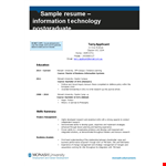 Create an Impressive IT Skills Resume | Monash University example document template