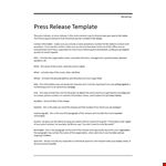 Professional Press Release Template example document template