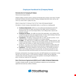 Effective Employee Handbook Template - Ensure Better Company Employment example document template 