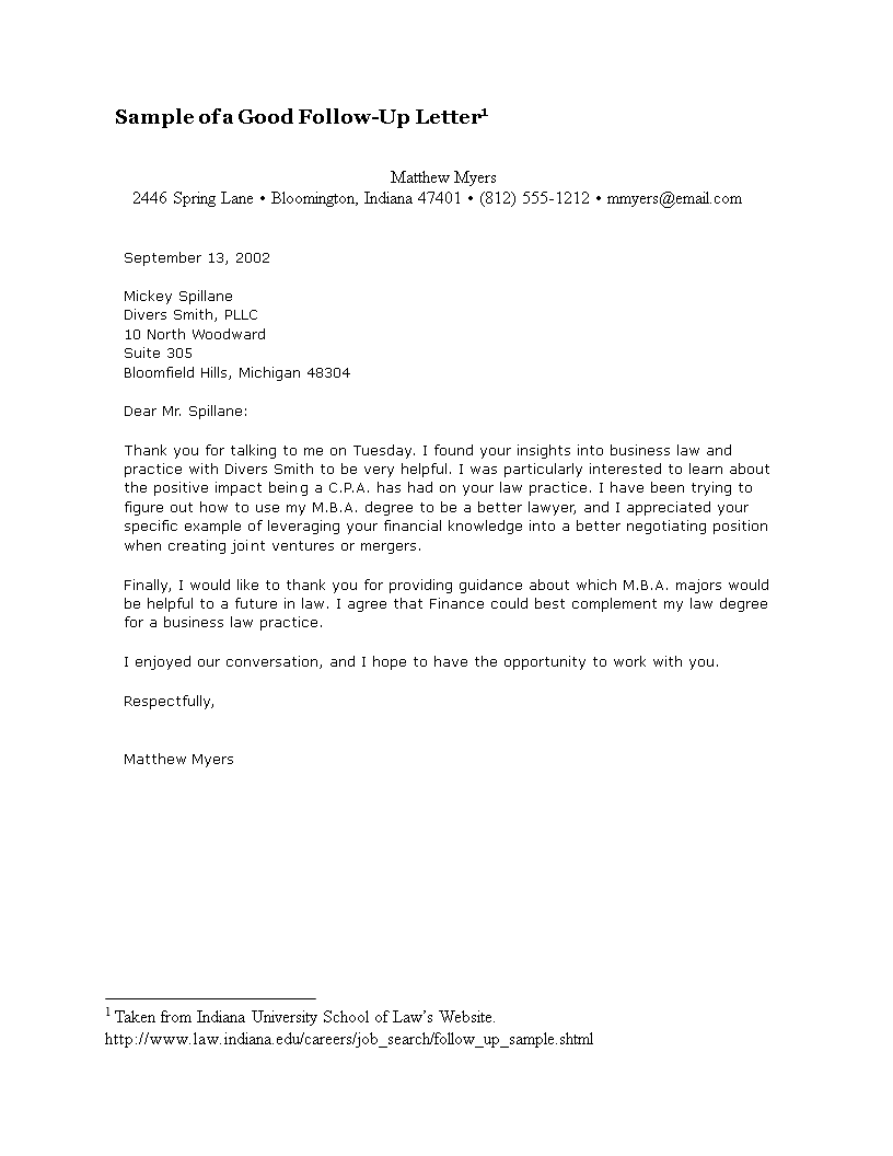 Professional Business Followup Letter - Improve Practice | Matthew ...