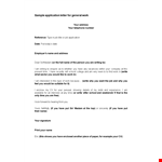 General Work Application Letter example document template