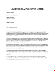 Auditor Cover Letter Template